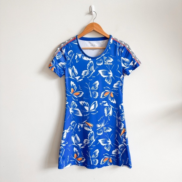 ADIDAS x FARM RIO • Butterfly Print Mini Dress in Blue - Picture 4 of 12